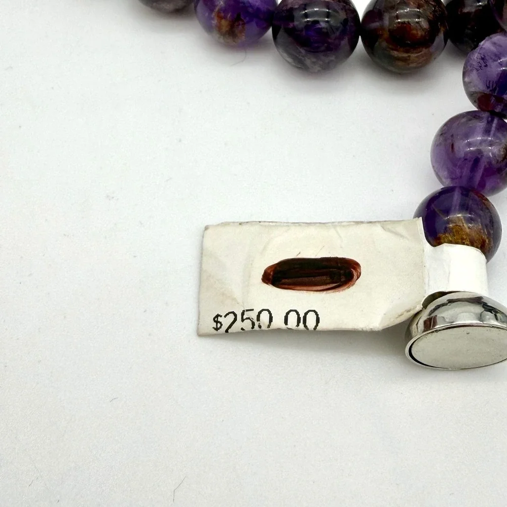 D'Joy‎ 925 Silver Sacred Seven Cacoxenite Amethyst Beaded Necklace 20